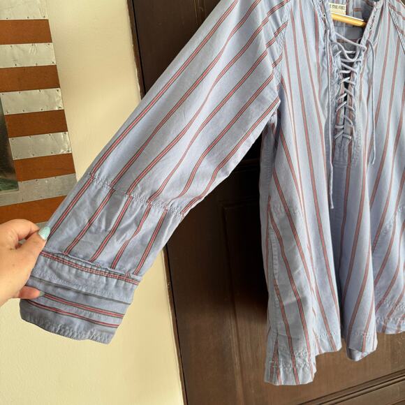 FREE PEOPLE | We the Free Lisbon Tunic in Blue Multi Striped Popover | Small - Picture 6 of 8